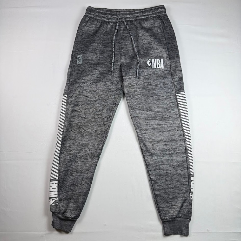 NBA Joggers Sweatpants Mens Small Gray Space Dye Athletic Pants Logo Striped